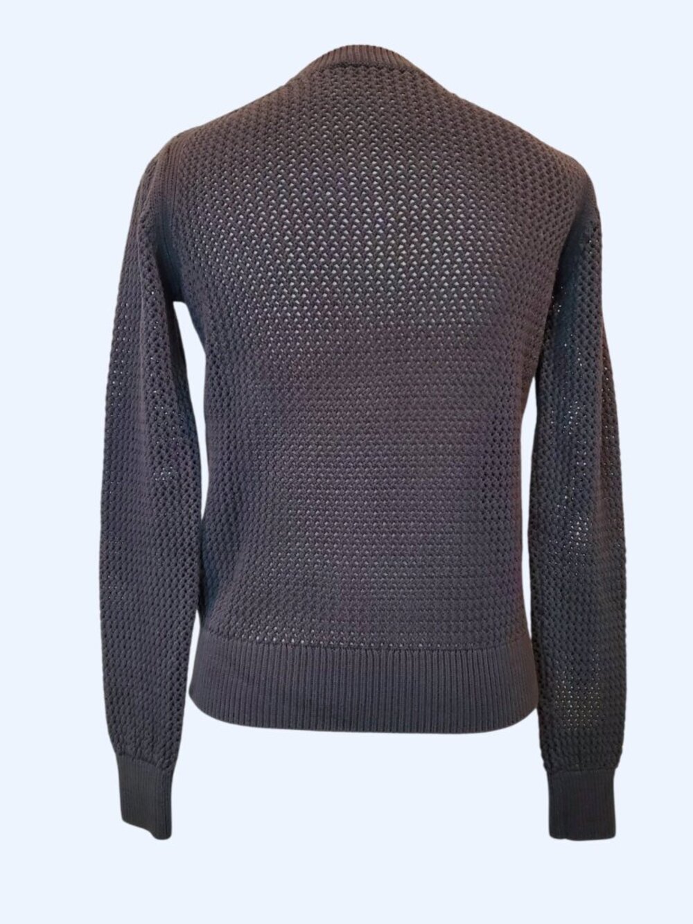 Everlane Cotton Sweater Lace-Knit Crewneck Long-Sleeve Pullover Navy Blue SZ S - Picture 6 of 7